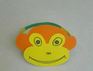 教你用卡纸制作创意儿童手工DIY小猴子头饰的步骤