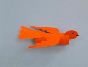 教你用卡纸制作儿童手工DIY橘红色的小鸟做法