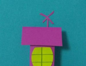 教你用卡纸制作漂亮的小房子粘贴画幼儿园手工小制作