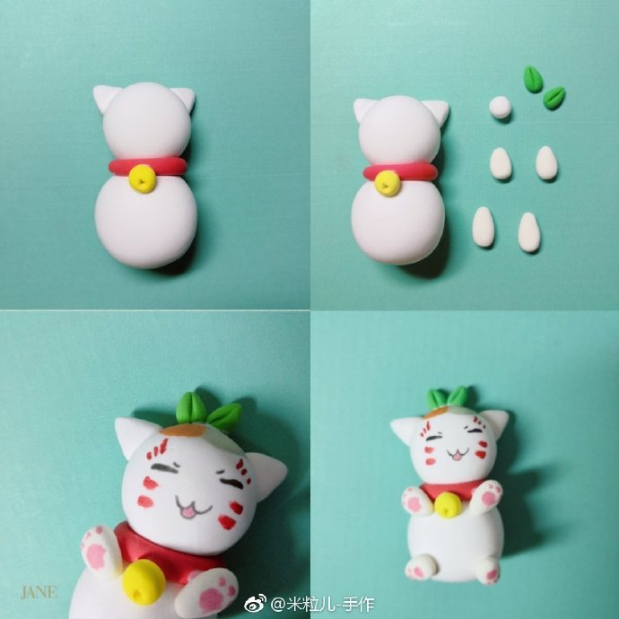 粘土可爱简单的招财猫玩偶做法