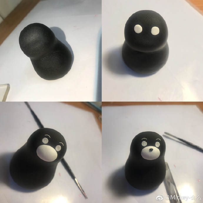 黑色粘土熊本熊玩偶制作教程