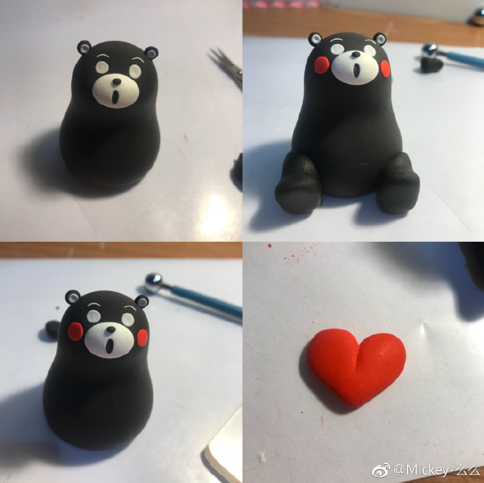 黑色粘土熊本熊玩偶制作教程