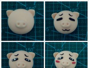 表情包粘土小猪玩偶做法