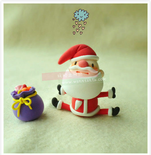各种可爱样子的粘土圣诞老人玩偶成品欣赏