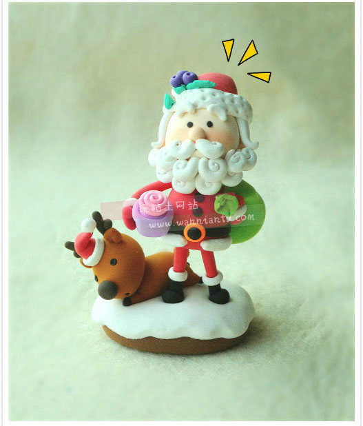 各种可爱样子的粘土圣诞老人玩偶成品欣赏