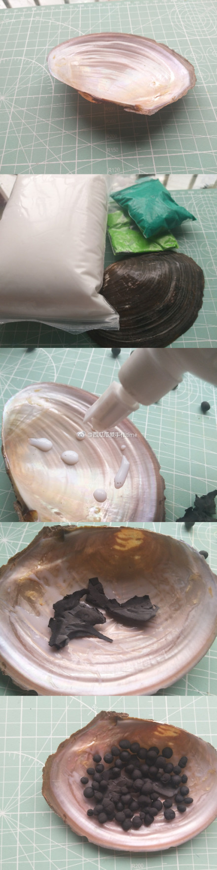 蚌壳中的粘土小多肉手办制作方法
