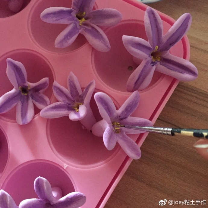 紫色风信子粘土花朵制作教程