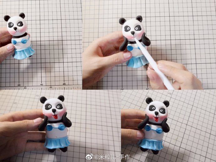 好可爱的熊猫宝宝粘土玩偶做法