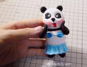 好可爱的熊猫宝宝粘土玩偶做法