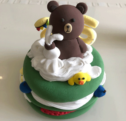 布朗熊主题粘土生日礼物蛋糕的做法