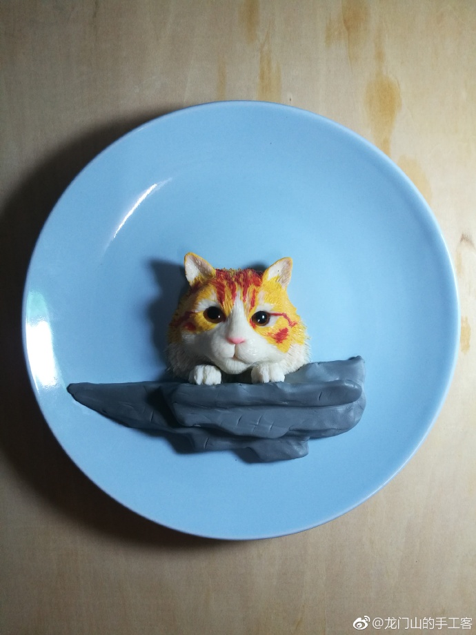 猫咪粘土盘子工艺摆件的做法教程