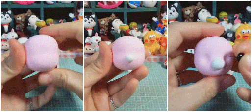 粘土可爱粉色小胖兔子的制作步骤