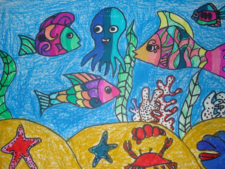 深海里的鱼儿童画图片